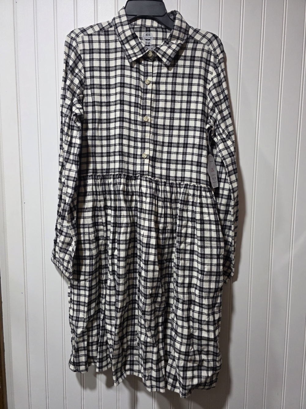 Girls Black & White Plaid Dress